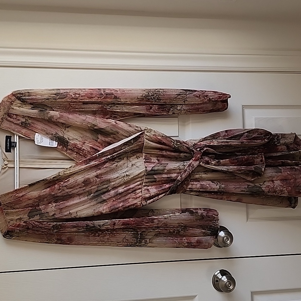 Le Chateau Long Sleeve Floral Dress - Brown and Pink XXL - Picture 6 of 7